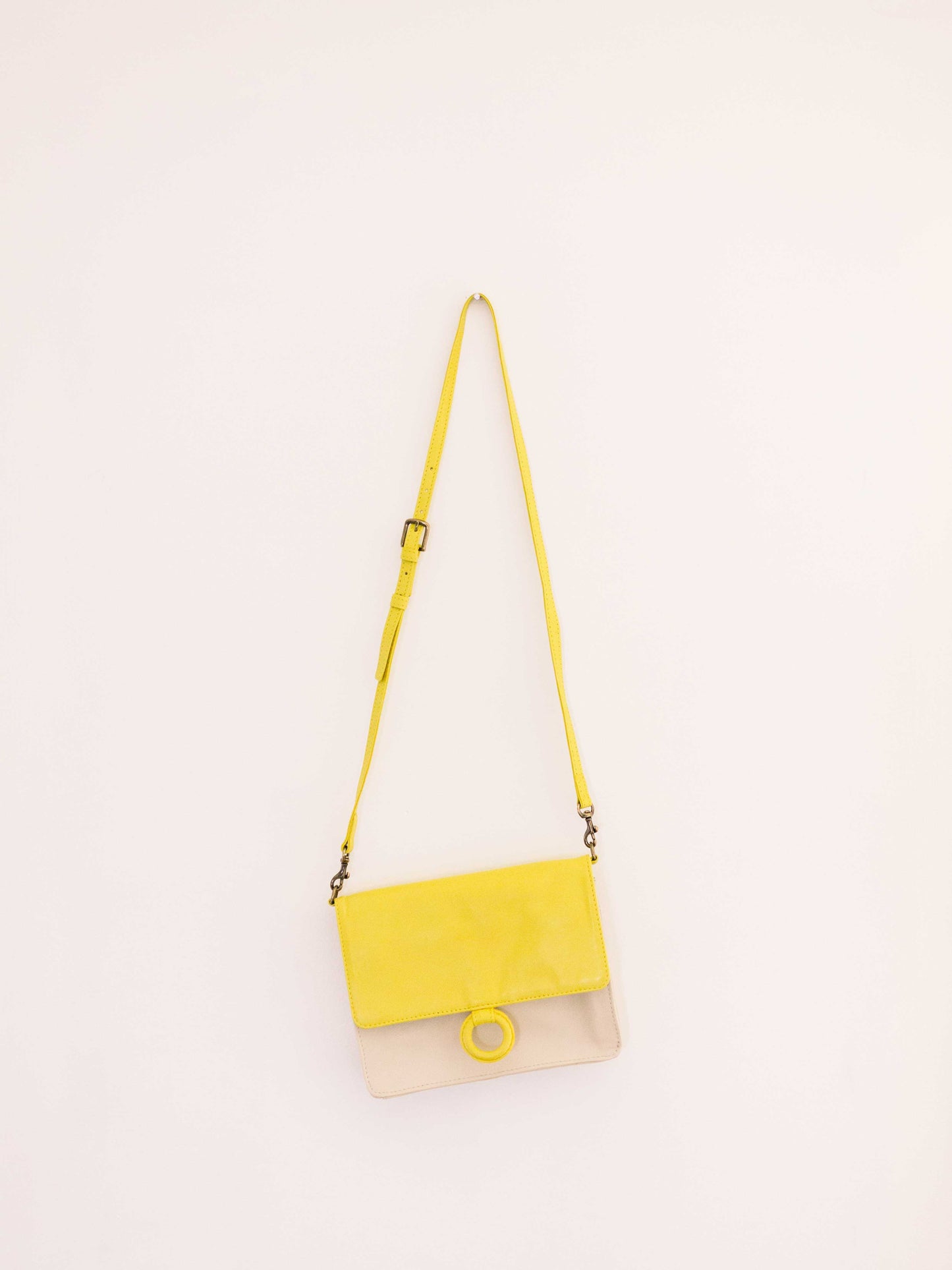 Leather Crossbody Wallet bag lemon and white crossbody bags by Payton James