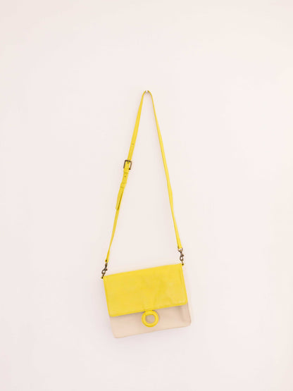 Leather Crossbody Wallet bag lemon and white crossbody bags by Payton James