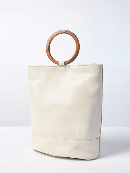 White Leather Tote and Crossbody Handbag by Payton James: Nashville Handbag Designer bag without strap
