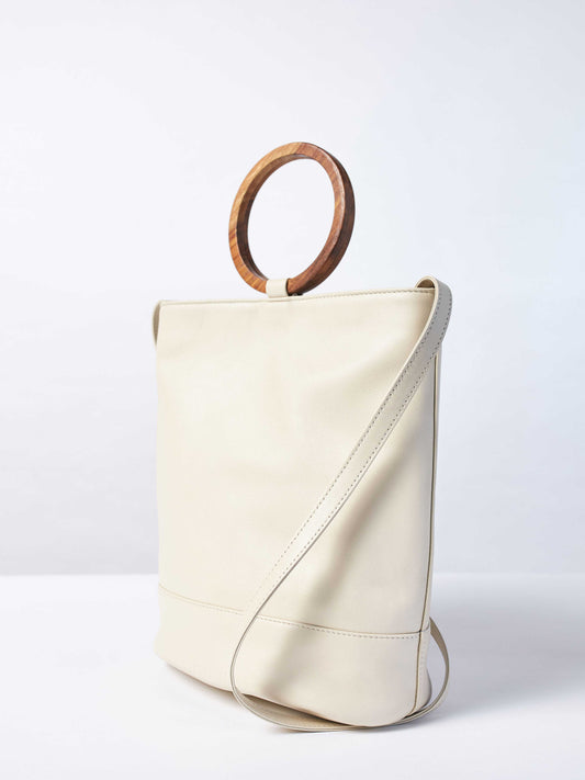 White Leather Tote and Crossbody Handbag by Payton James: Nashville Handbag Designer