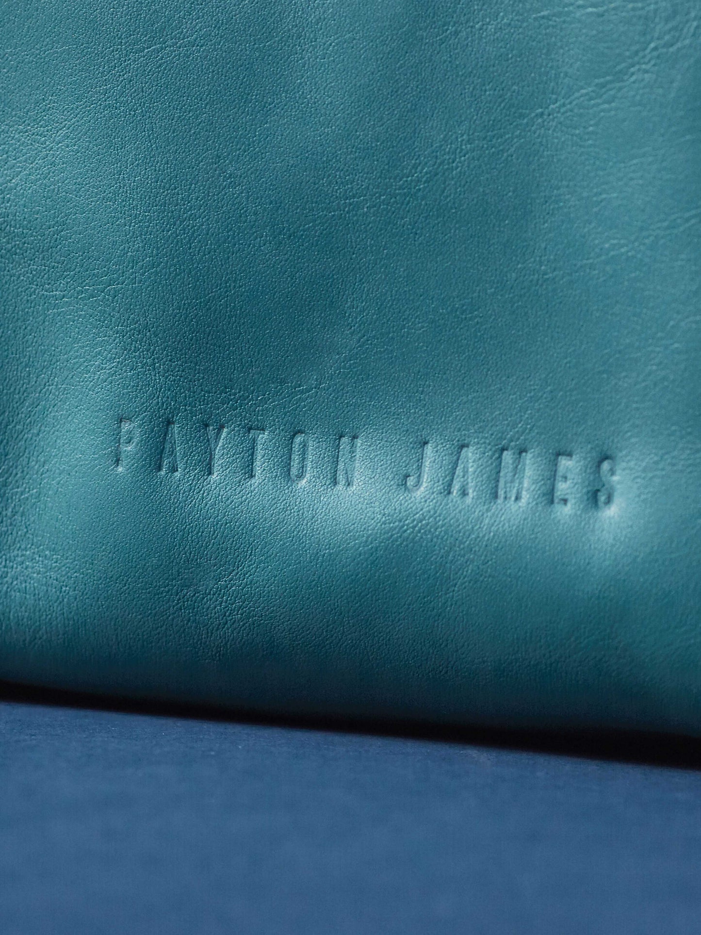Leather-Crossbody Handbag- emerald Color-by-PaytonJames-Nashville-designer. closeup of name