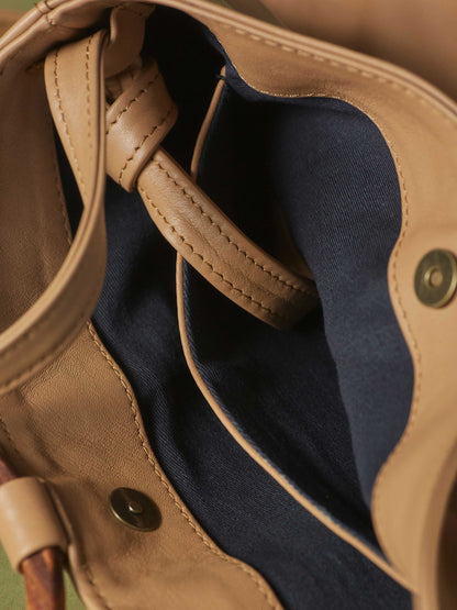 Leather-Tote and Crossbody-Handbag-Cappucino-Bag-by-PaytonJames-Nashville-designer closeup of inside of bag