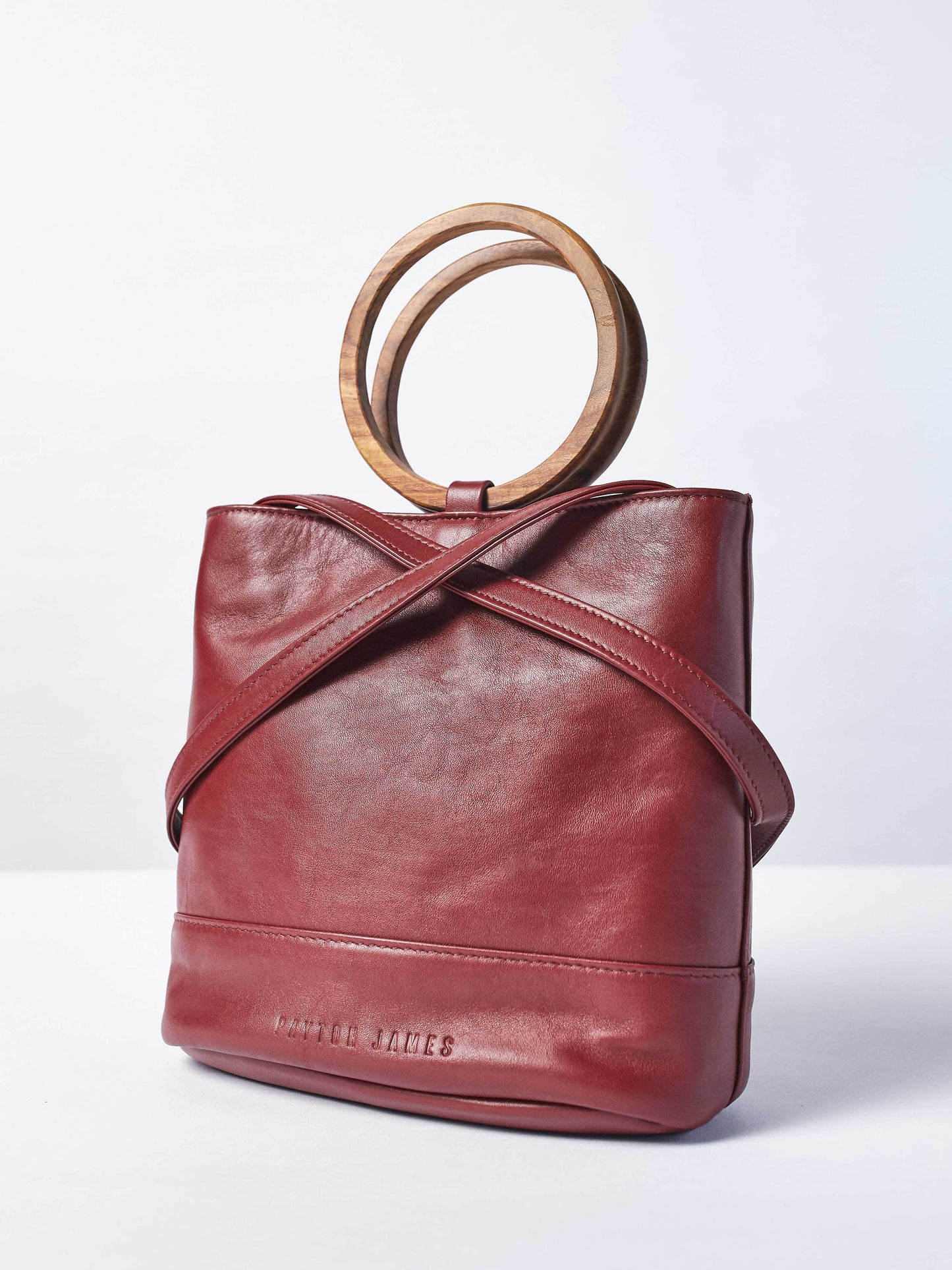 Mini Wood Bucket Tote - Cabernet