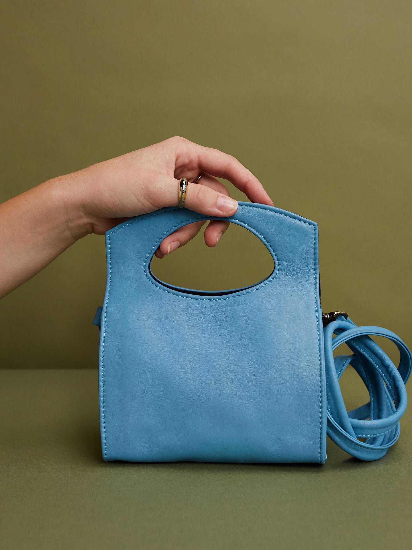 Leather- Crossbody Handbag- Vintage Blue Mini Party Crossbody bag-by-PaytonJames-Nashville-designer.