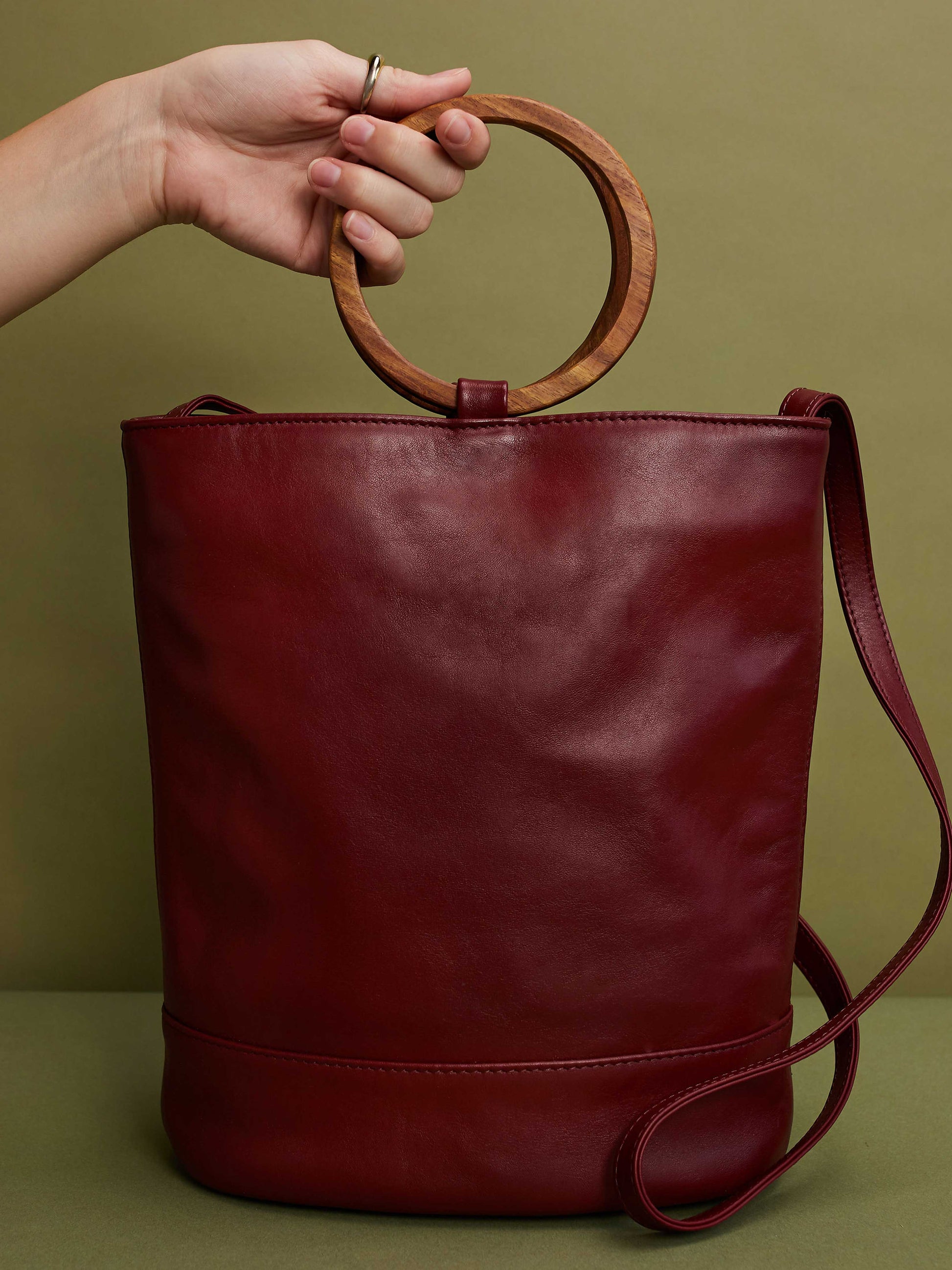  Leather Tote and Crossbody Cabernet Wood Tote by Payton James: Nashville Handbag Designer