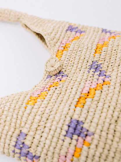 Straw Hobo Bag- close up of material- by Payton James Nashville Handbag designer