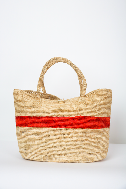 The Woven Stripe Tote in Parrot