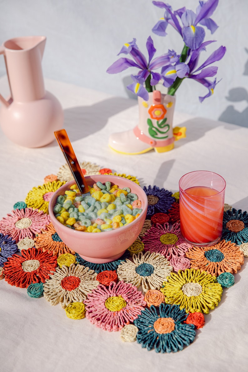 natural raffia floral placemats