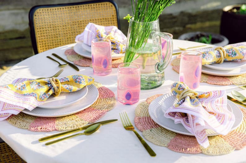 Pink woven tabletop