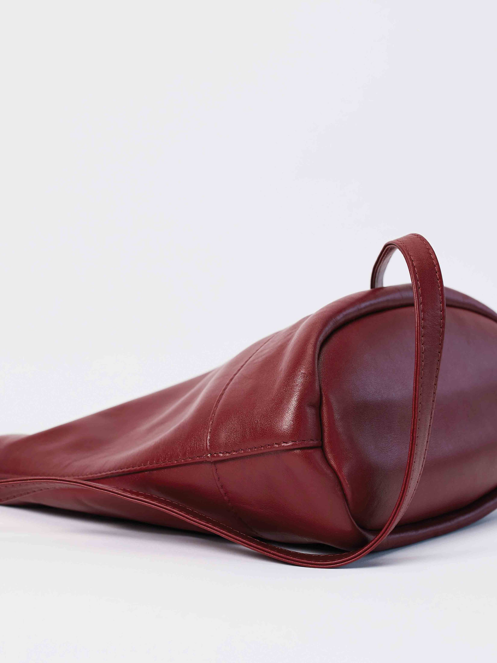  Leather Tote and Crossbody Cabernet Wood Tote by Payton James: Nashville Handbag Designer side view of bag