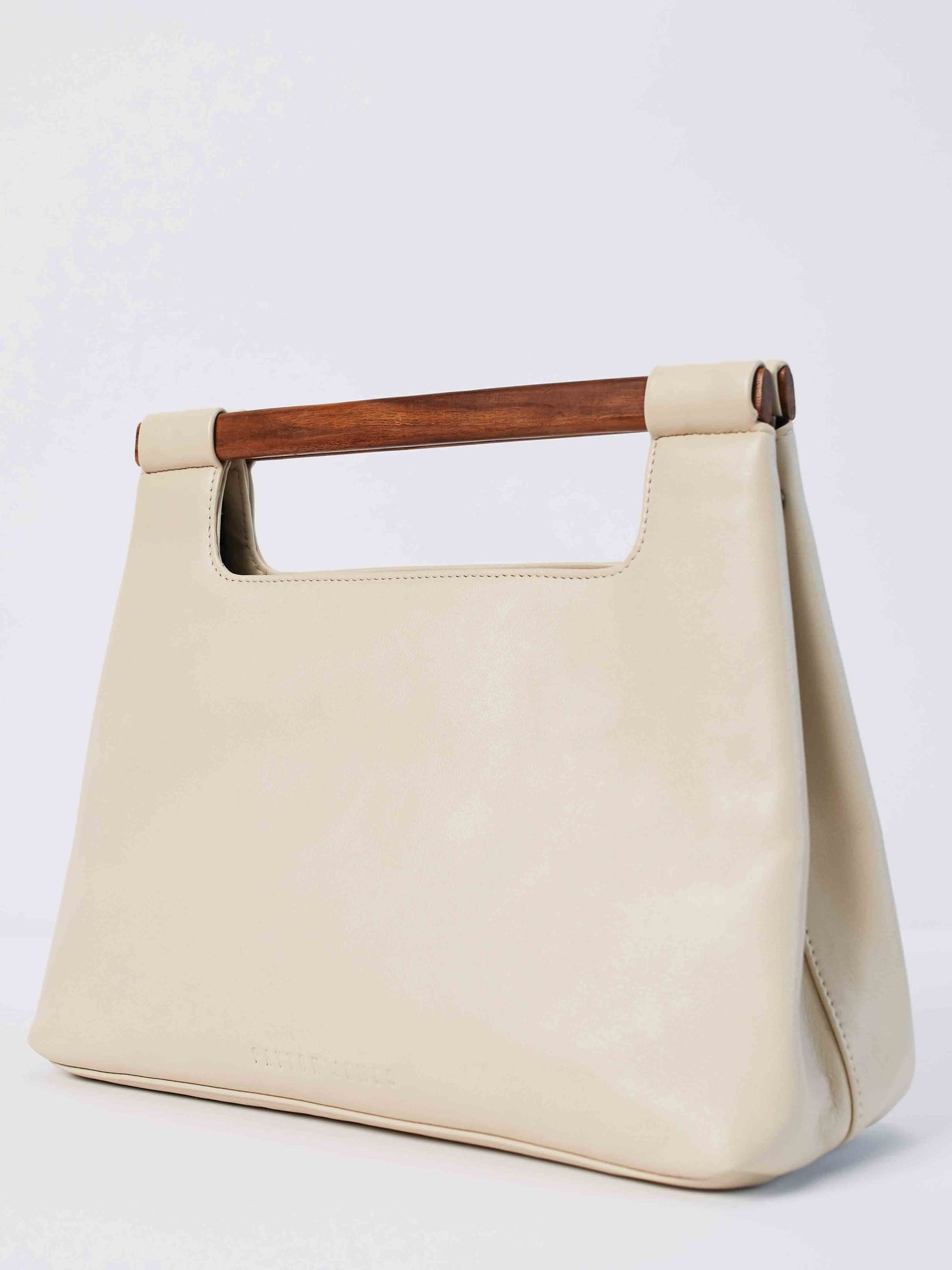 Italian Leather Tote Handbag- White Wood cut out Tote Handbag by Payton James